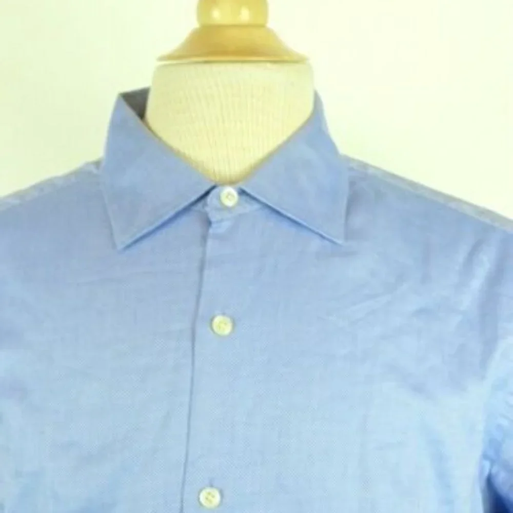 BANANA REPUBLIC ITALIAN COTTON FRENCH CUFF dress shirt L 16 16.5 fitted Italy
